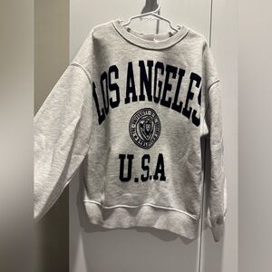 Zara Light Gray Sweatshirt with Navy Lettering